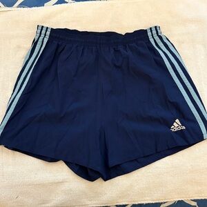 Adidas Dark Blue Shorts with Light Blue Stripes